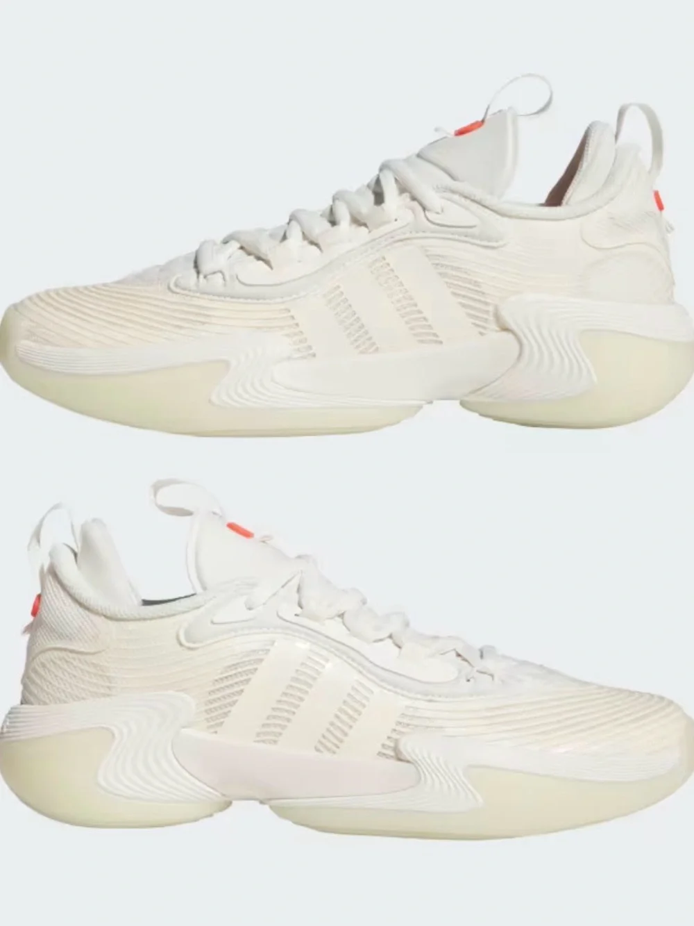 adidas Women's Cream/Off-White Athletic Sneakers with Coral Accent